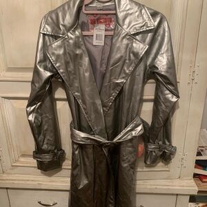 BB Dakota Metallic Silver Trench Coat